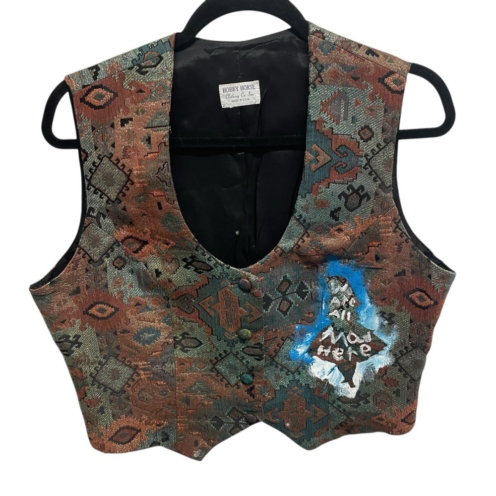 Vintage Hobby Horse western vest hand painted Alice in wonderland size large